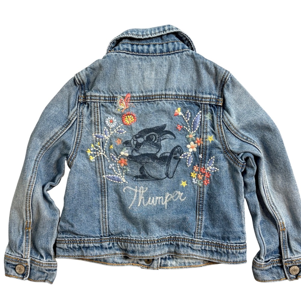 Baby Gap Disney Thumper Embroidered Denim Jacket Light Wash Toddler 3T